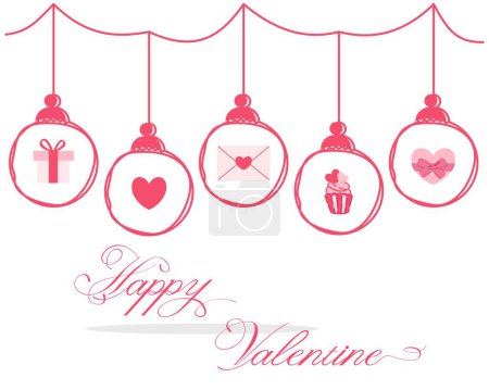 Ilustración de Fondo de San Valentín con decoración de bolas colgantes o fondo de tarjeta de felicitación de San Valentín - Imagen libre de derechos