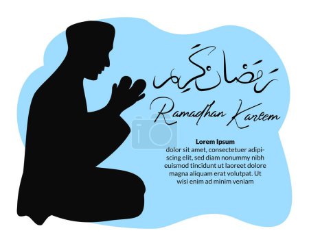 silhouette muslim man sitting on the prayer rug while praying in ramadhan month