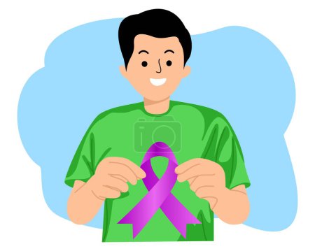 young man hold ribbon respect to world cancer day or awareness ribbons World Cancer Day