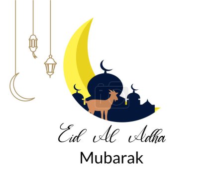 Eid al adha islamische Dekoration Hintergrund mit Illustration von Ziege und Schaf Halbmond