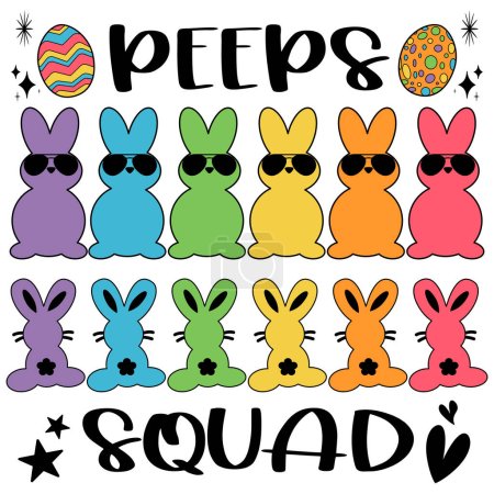 Ilustración de Peep Squad Camisa de Pascua, Peeps squad Huevos conejitos de tripulación. Familia de Pascua, Camisa de Pascua que empareja, Camisa de Pascua divertida, Regalo de Pascua. Bunny Feliz elemento divertido Día de Pascua - Imagen libre de derechos