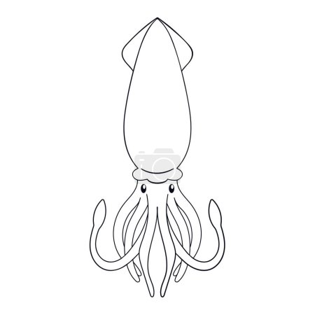 Illustration for Squid icon in line art style. Hand drawn undersea animal shape. Vector illustration isolated on white background. - Royalty Free Image