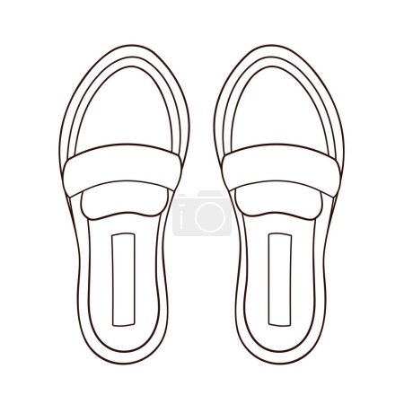 Illustration for Loafers shoes, casual footwear for man and woman. Line art style icon, logo for shoe store. Vector illustration isolated on white background. - Royalty Free Image