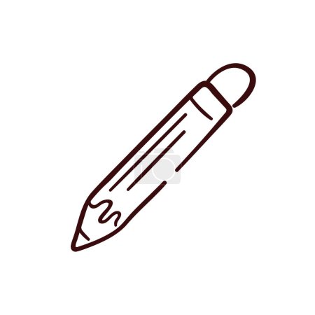 Illustration for Pencil icon in doodle style. Design for school. Vector illustration isolated on white background. - Royalty Free Image
