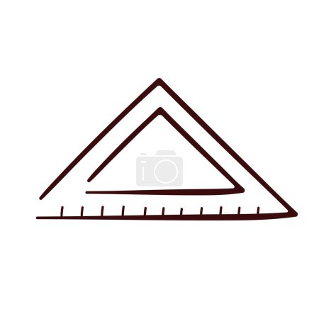 Illustration for Education math triangular ruler icon in line art style. Stationery, school, study instruments. Vector illustration isolated on white background. - Royalty Free Image