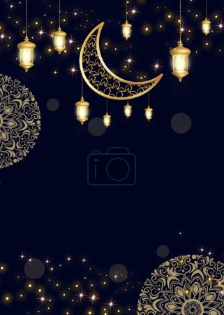 Foto de Fondo kareem ramadán con lámpara de luz linterna tradicional árabe, fondo Mubarak eid ramadán - Imagen libre de derechos