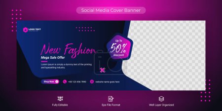 Photo for Fashion sale social media Facebook cover banner template, Web banner timeline template - Royalty Free Image