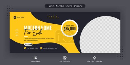 Home for sale real estate social media Facebook cover banner template