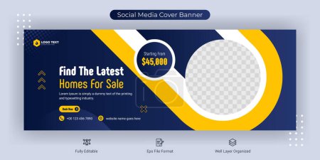 Photo for Home for sale real estate social media Facebook cover banner template - Royalty Free Image