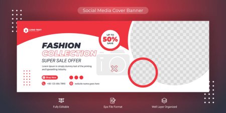 Photo for Fashion sale social media Facebook cover banner template, Web banner timeline template - Royalty Free Image