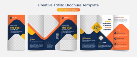 Ilustración de Creative Corporate & Business Trifold Brochure Template Design, abstract business Trifold brochure, vector brochure template design. Brochure design, cover, annual report, poster - Imagen libre de derechos