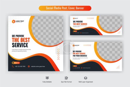 Illustration for Set of social media promotion Facebook cover and web banner and Instagram post design template collection - Royalty Free Image