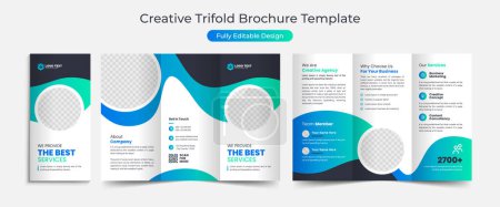 Photo for Creative Corporate & Business Trifold Brochure Template Design, abstract business Trifold brochure, vector brochure template design. Brochure design, cover, annual report, poster, Trifold flyer - Royalty Free Image