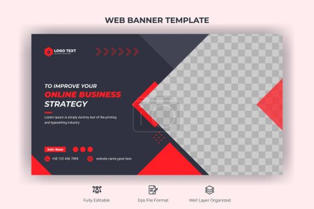Photo for Creative corporate social media web banner and youtube thumbnail template | Youtube live stream video thumbnail for a marketing agency - Royalty Free Image