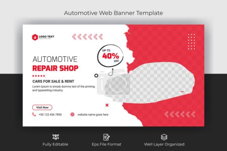 Photo for Automotive social media web banner and youtube thumbnail template, Luxury car rent web banner and youtube thumbnail template, Facebook cover photo design vector templates - Royalty Free Image