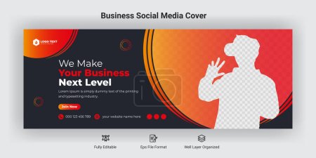 Téléchargez les illustrations : Creative corporate business marketing social media Facebook cover banner post template - en licence libre de droit