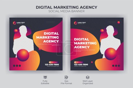 Photo for Digital marketing agency social media and Instagram post template - Royalty Free Image