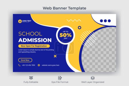 Photo for School admission web banner and youtube thumbnail template - Royalty Free Image