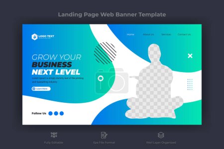 Illustration for Creative corporate social media web banner landing page and youtube thumbnail template | Youtube live stream video thumbnail for a marketing agency - Royalty Free Image