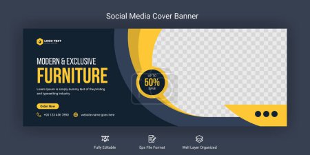 Photo for Modern furniture social media Facebook cover banner template - Royalty Free Image