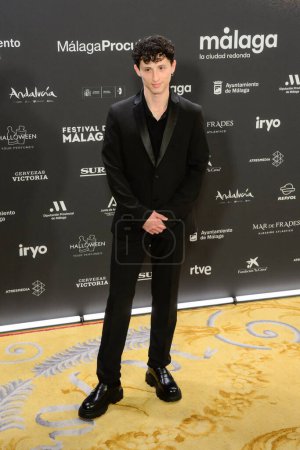 Photo for Ayax Pedrosa posed for the media during the red carpet photocall of the 27th Malaga Festival ( 7 Festival De Mlaga  presentation at the Royal Theatre, Madrid Spain February 15th 2024 - Royalty Free Image