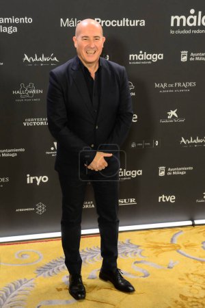 Photo for Moises Rodriguez posed for the media during the red carpet photocall of the 27th Malaga Festival (27 Festival De Malaga) presentation at the Royal Theatre, Madrid Spain February 15th 2024 - Royalty Free Image