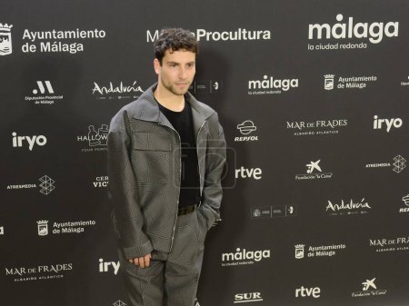 Photo for Alberto Ammann posed for the media during the red carpet photocall of the 27th Malaga Festival  27 Festival De Mlaga  presentation at the Royal Theatre, Madrid Spain February 15th 2024 - Royalty Free Image