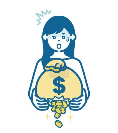 Illustration for Woman shocked to find out money is leaking - Royalty Free Image