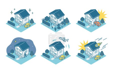 Illustration for Illustration set of various housing damage - Royalty Free Image