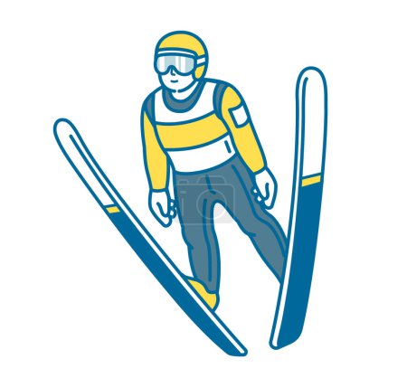 Téléchargez les illustrations : Illustration d'un homme lors d'une compétition de saut à ski - en licence libre de droit