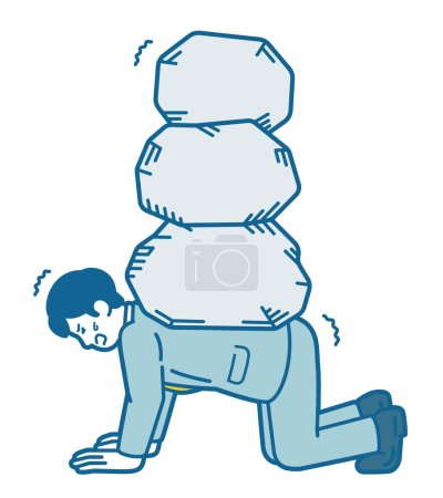 Illustration eines Mannes, der eine schwere Last trägt