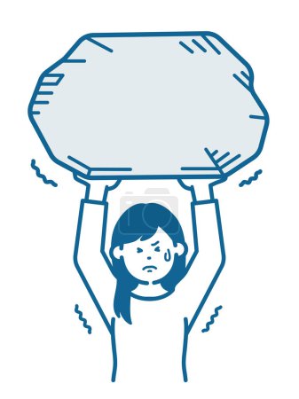 Illustration for Illustration of a woman lifting a rock - Royalty Free Image