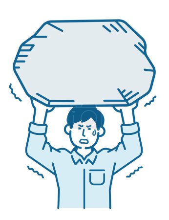 Illustration of a man lifting a rock