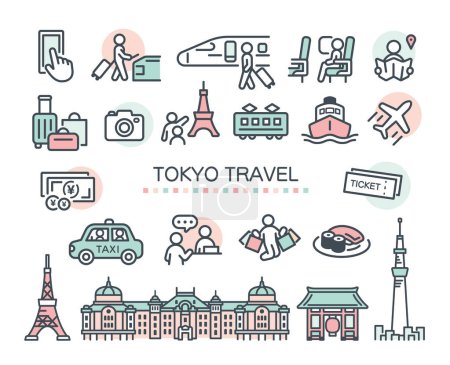 Illustration for Travel related pictagram set material - Royalty Free Image