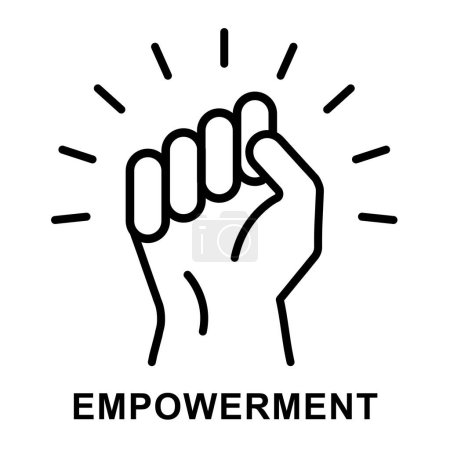 Illustration for Empowerment icon. woman empower Icon. Fist empowerment vector. women strength line vector. - Royalty Free Image