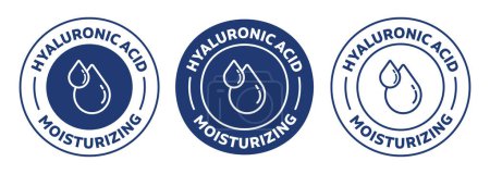 Illustration for Hyaluronic acid icon. Moisturizing sign. badge, seal, sticker, logo, and symbol Variants. Isolated vector illustration - Royalty Free Image