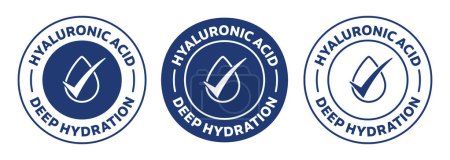 Illustration for Hyaluronic acid icon. deep hydration symbol. skin hydration lotion sign logo. hyaluronan stamp - Stock vector - Royalty Free Image