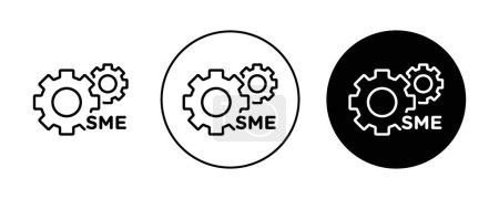 Ensemble d'icônes PME. Symbole vectoriel expert petite entreprise dans un style noir rempli et souligné. Objet Croissance des entreprises Signal.