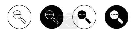Illustration for Searching Website Icon Set. WWW and Internet Domain Vector symbol in a black filled and outlined style. Online Exploration Sign - Royalty Free Image