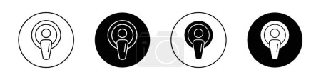 Podcast icon set. Transparent pod microphone vector symbol in a black filled and outlined style. Line audience pod sign.