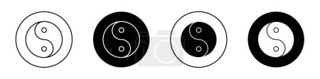 Téléchargez les illustrations : Ensemble d'icônes de bien-être. Yin yan symbole vectoriel chinois dans un style noir rempli et souligné. Tous Bon signe de santé. - en licence libre de droit