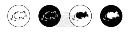 Illustration for Mouse Animal Icon set. Cute Rodent mice Vector Symbol in Black Filled and Outlined Style. cute Mice pet cartoon Sign. - Royalty Free Image