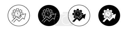 Illustration for Continuous Improvement Icon Set. Infographic and Quality Cycle Vector symbol in a black filled and outlined style. Endless Progress Sign - Royalty Free Image