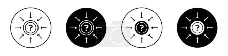 Ensemble d'icônes compréhensible. Symbole vectoriel de roue dentée à question simple dans un style noir rempli et souligné. Signe de compréhension du renseignement.