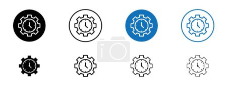 Illustration for Productivity and Efficiency Icon Set. Effective Production and Cost Vector symbol in a black filled and outlined style. Optimized Performance Sign - Royalty Free Image