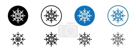 Illustration for Comprehensible icon set. Straightforward question cogwheel vector symbol in a black filled and outlined style. Intelligence comprehension sign. - Royalty Free Image