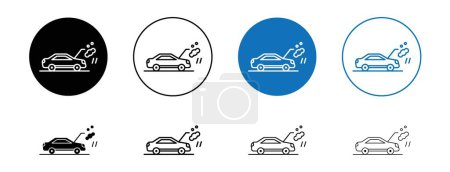 Car Breakdown Icon Set. Motor Repair Auto Vector Symbol in a Black Filled and Outlined Style. Roadside Car Repair Assistance Sign.