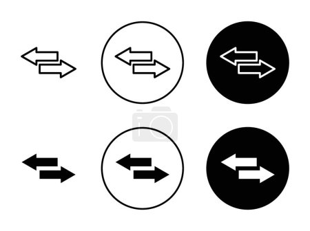 Transfer Arrows Icon Set. Switch Exchange and Double Vector symbol in a black filled and outlined style. Directional Flow Sign
