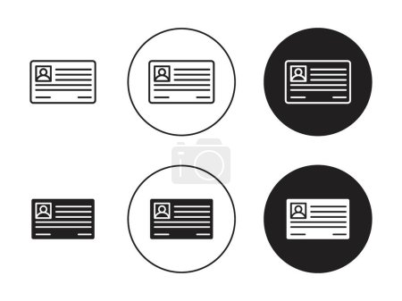 Illustration for ID Card Icon Set. Identification membership badge vector symbol in a black filled and outlined style. Identity Assurance Sign. - Royalty Free Image