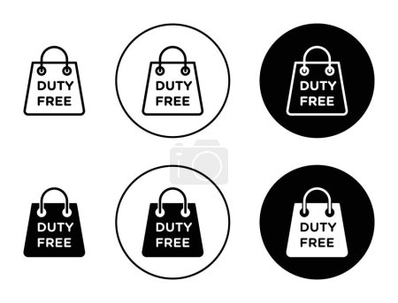 Illustration for Duty free icon set. Airport Custom Tax Free vector symbol in a black filled and outlined style. Coupon Free Code Discount Sign. - Royalty Free Image